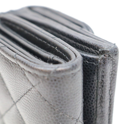 Chanel Black CC Logo Star Caviar Leather Silver Trifold Wallet — view 6