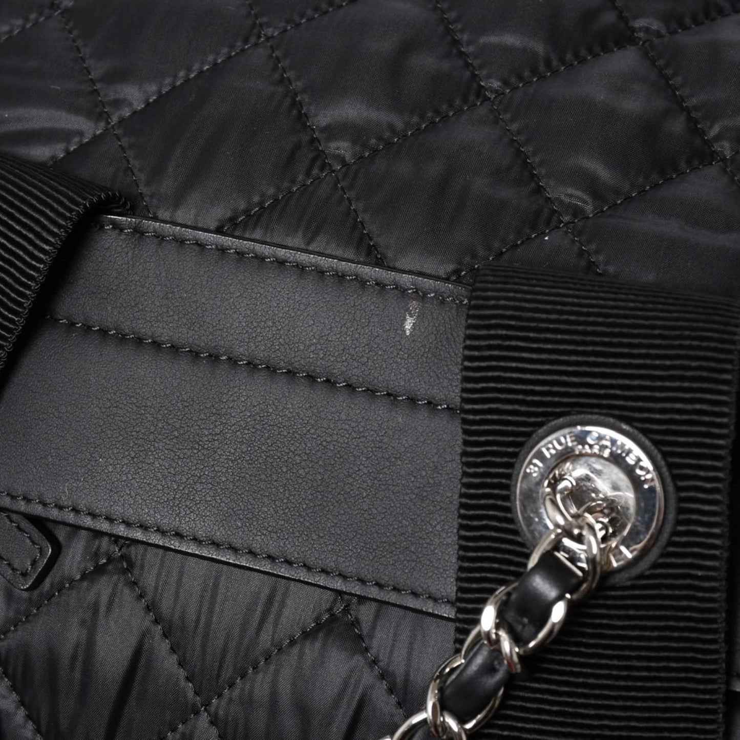 Chanel Coco Niege Neige Backpack CC Logo Nylon Fleece Beige Black — view 6