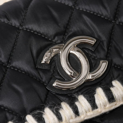 Chanel Coco Niege Neige Backpack CC Logo Nylon Fleece Beige Black — view 8