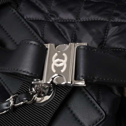 Chanel Coco Niege Neige Backpack CC Logo Nylon Fleece Beige Black — view 5