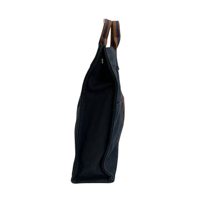 Hermes Full Toe Navy Silver Canvas Tote Bag — view 4