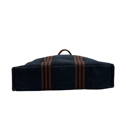 Hermes Full Toe Navy Silver Canvas Tote Bag — view 3