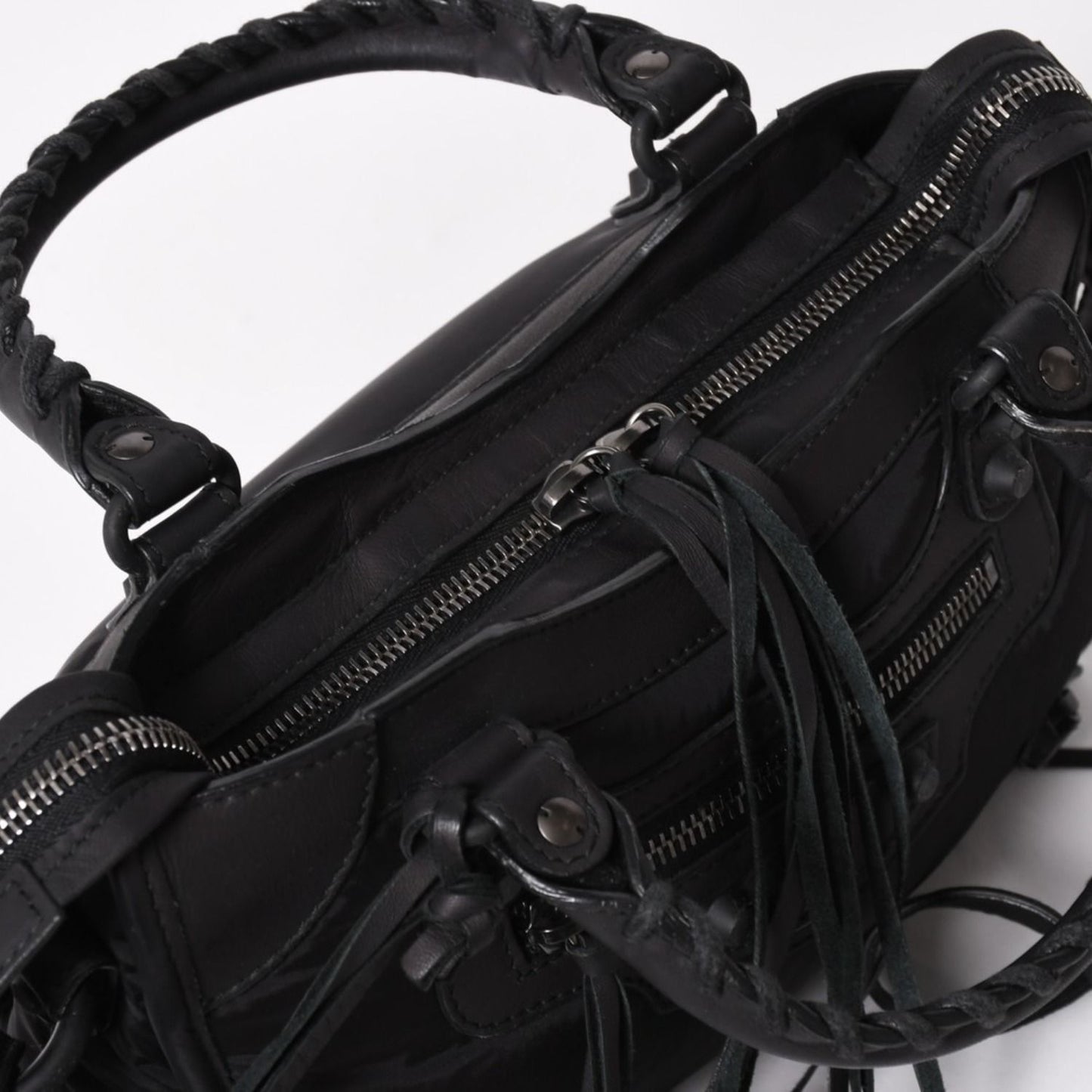 Balenciaga Classic Mini City Nylon Leather 2-Way Shoulder Bag Black — view 6