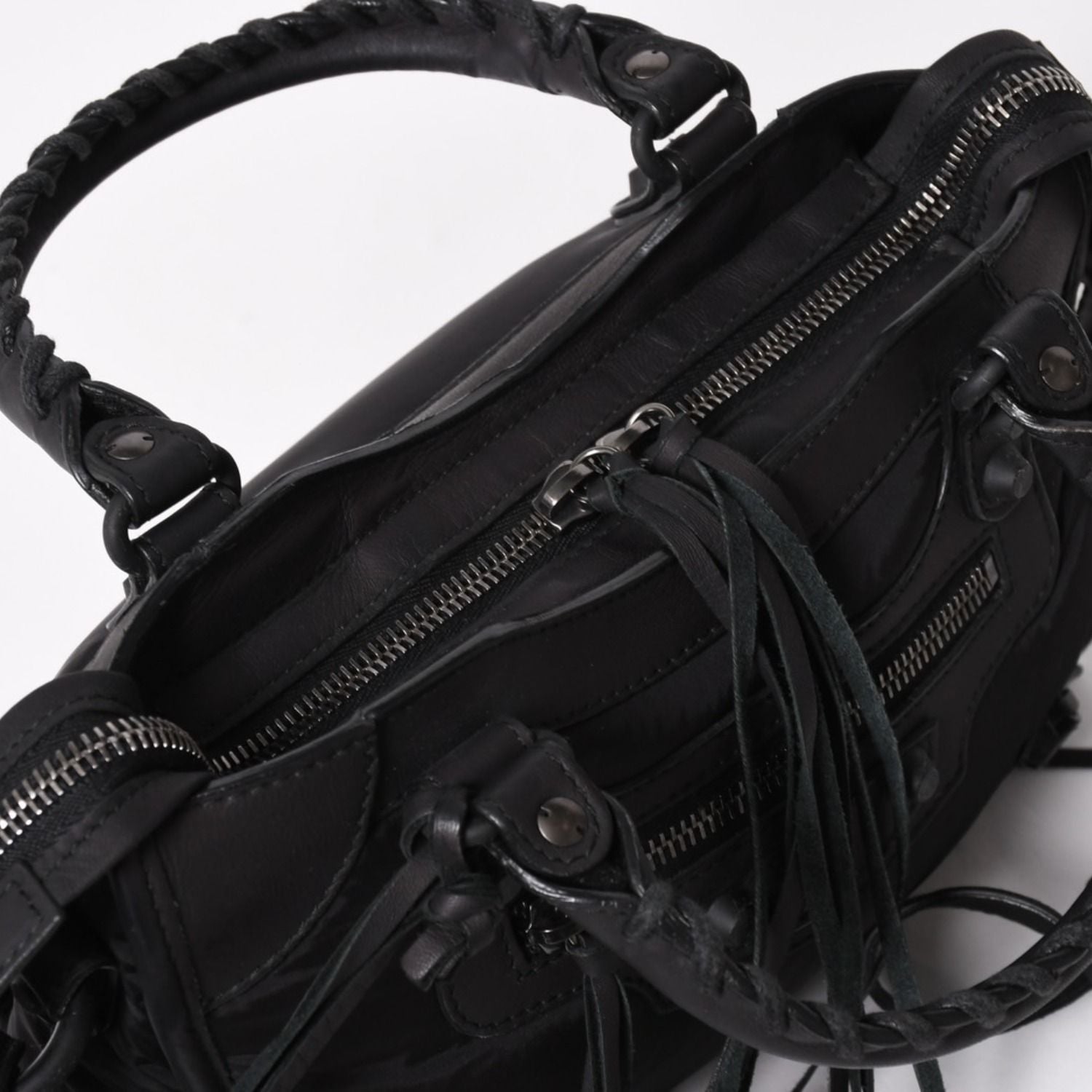 Balenciaga Classic Mini City Nylon Leather 2-Way Shoulder Bag Black — view 6