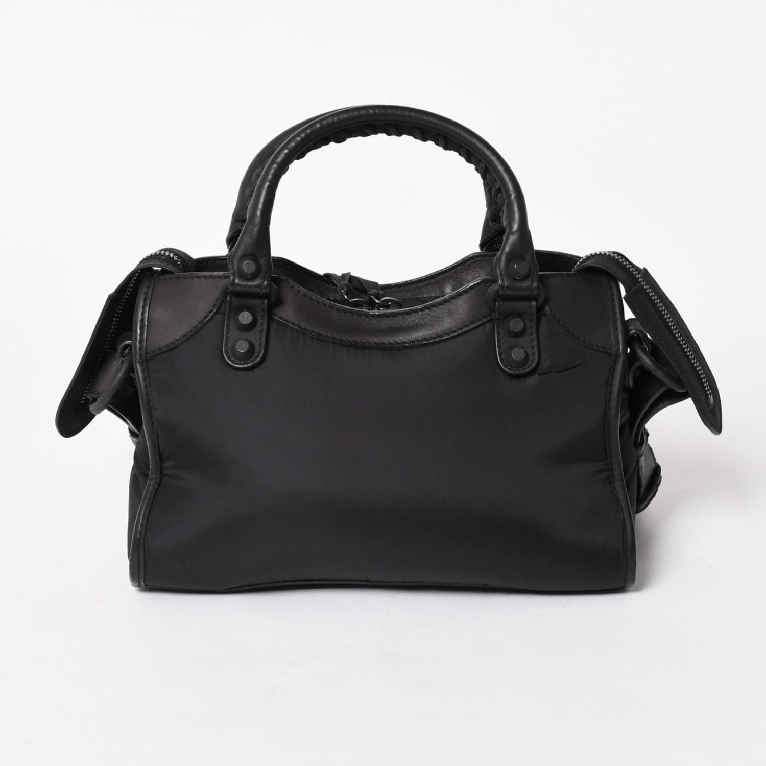 Balenciaga Classic Mini City Nylon Leather 2-Way Shoulder Bag Black — view 2