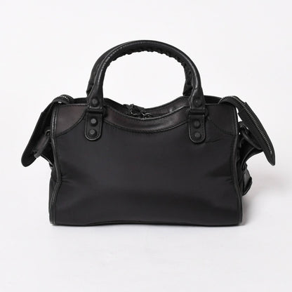 Balenciaga Classic Mini City Nylon Leather 2-Way Shoulder Bag Black — view 2