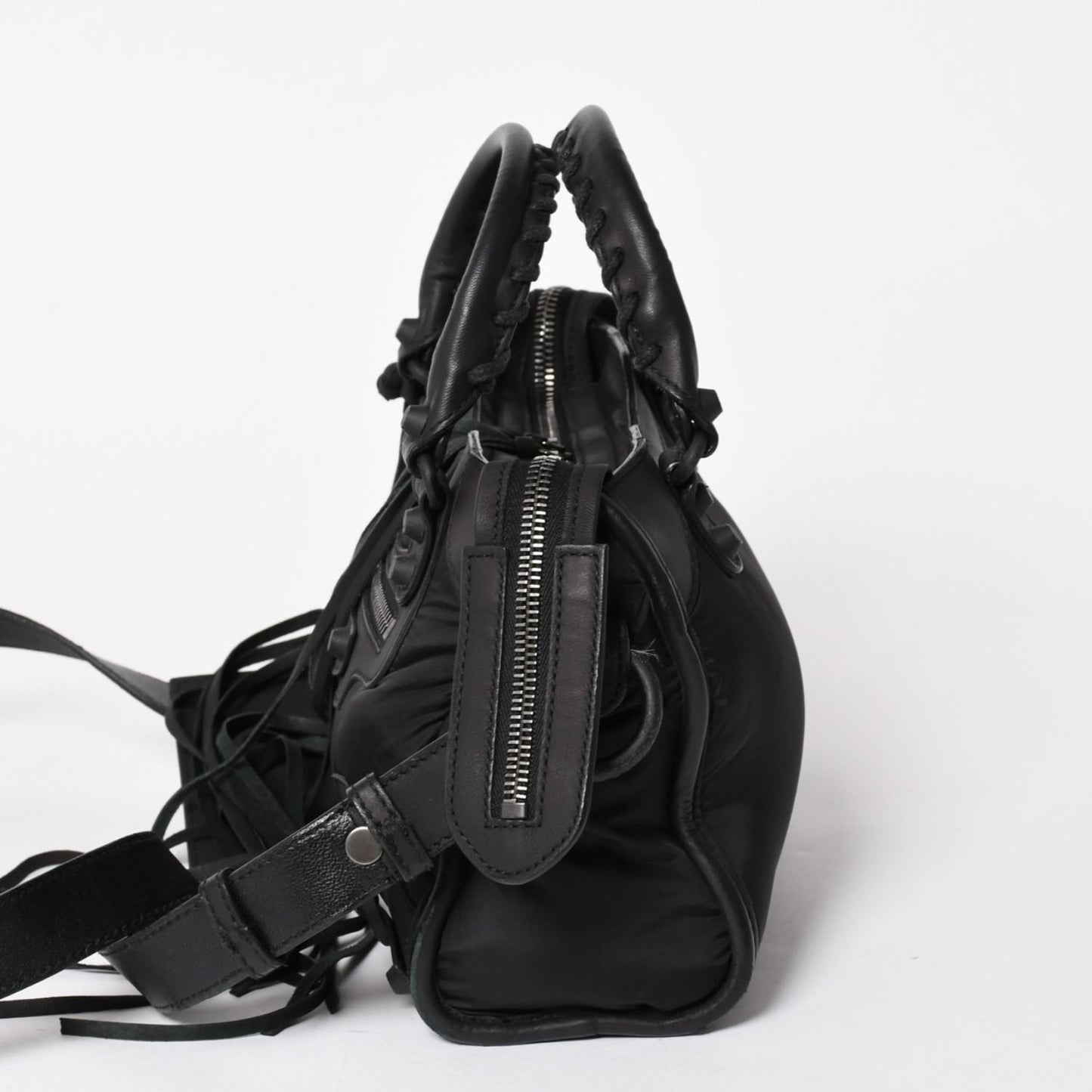 Balenciaga Classic Mini City Nylon Leather 2-Way Shoulder Bag Black — view 4