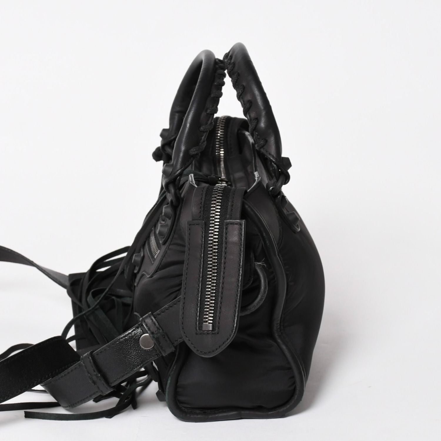 Balenciaga Classic Mini City Nylon Leather 2-Way Shoulder Bag Black — view 4