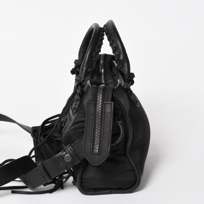 Balenciaga Classic Mini City Nylon Leather 2-Way Shoulder Bag Black — view 4
