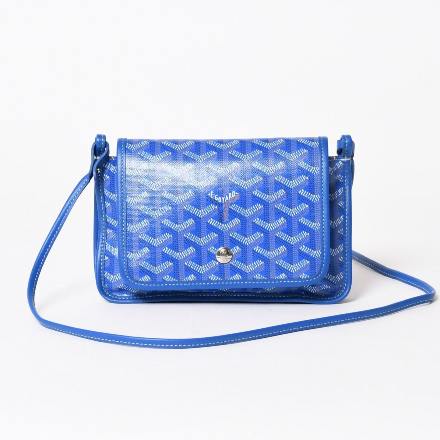Goyard Plumet Pouch Wallet Shoulder Bag Blue Silver