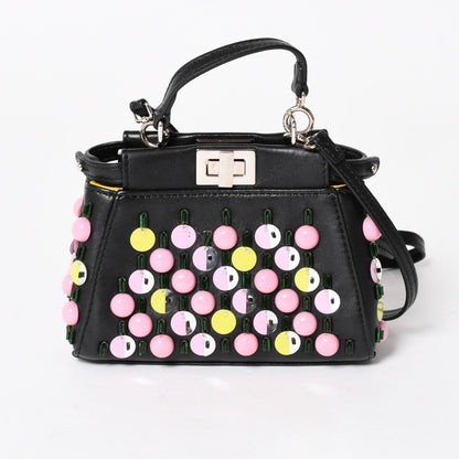 Fendi Micro Peekaboo 2-Way Shoulder Bag Studs Pink Yellow Silver — view 2