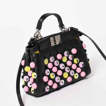 Fendi Micro Peekaboo 2-Way Shoulder Bag Studs Pink Yellow Silver — view 3