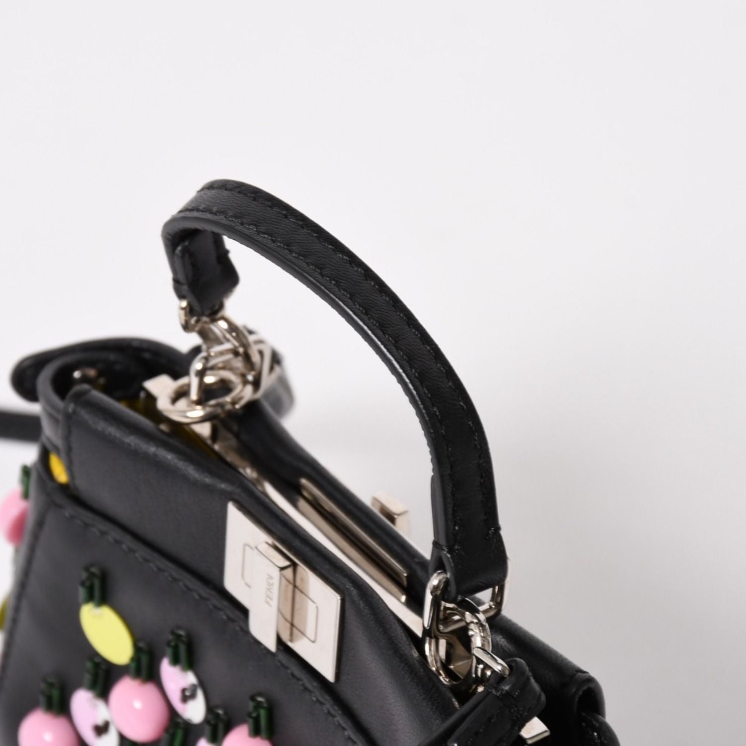 Fendi Micro Peekaboo 2-Way Shoulder Bag Studs Pink Yellow Silver — view 5
