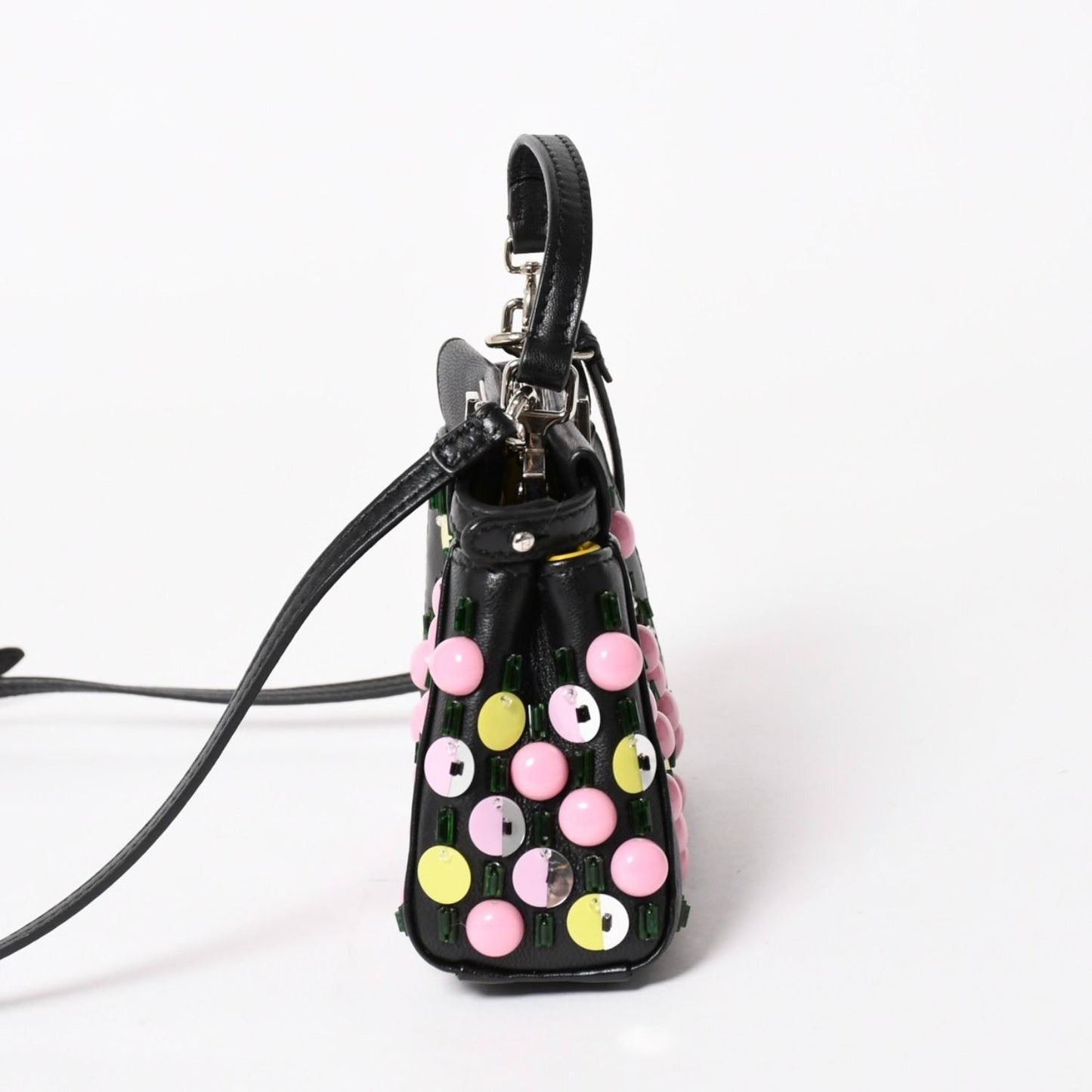 Fendi Micro Peekaboo 2-Way Shoulder Bag Studs Pink Yellow Silver — view 4