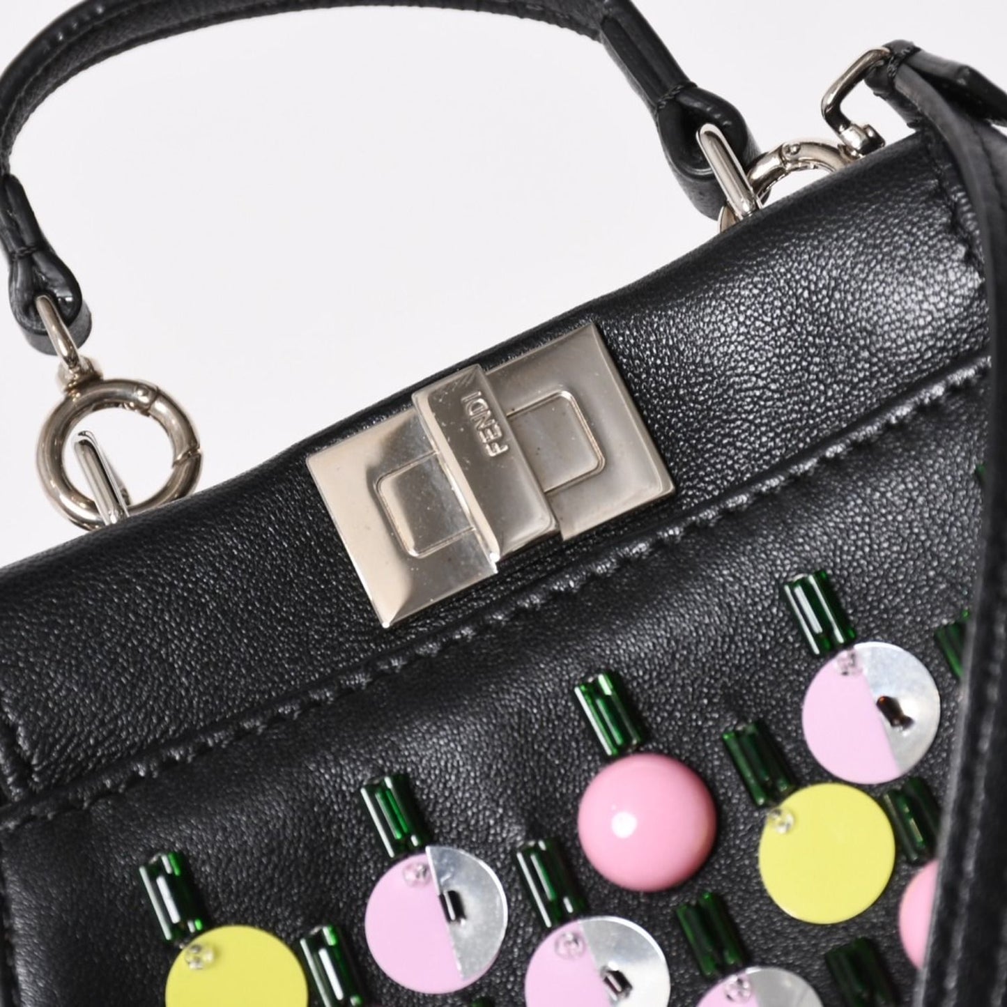 Fendi Micro Peekaboo 2-Way Shoulder Bag Studs Pink Yellow Silver — view 6