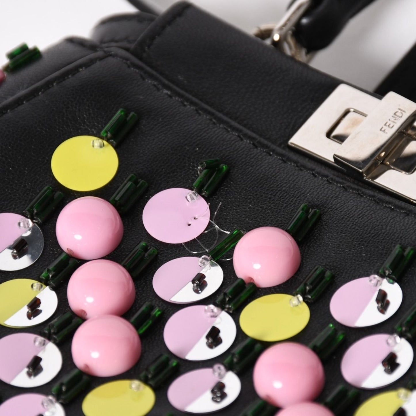 Fendi Micro Peekaboo 2-Way Shoulder Bag Studs Pink Yellow Silver — view 7
