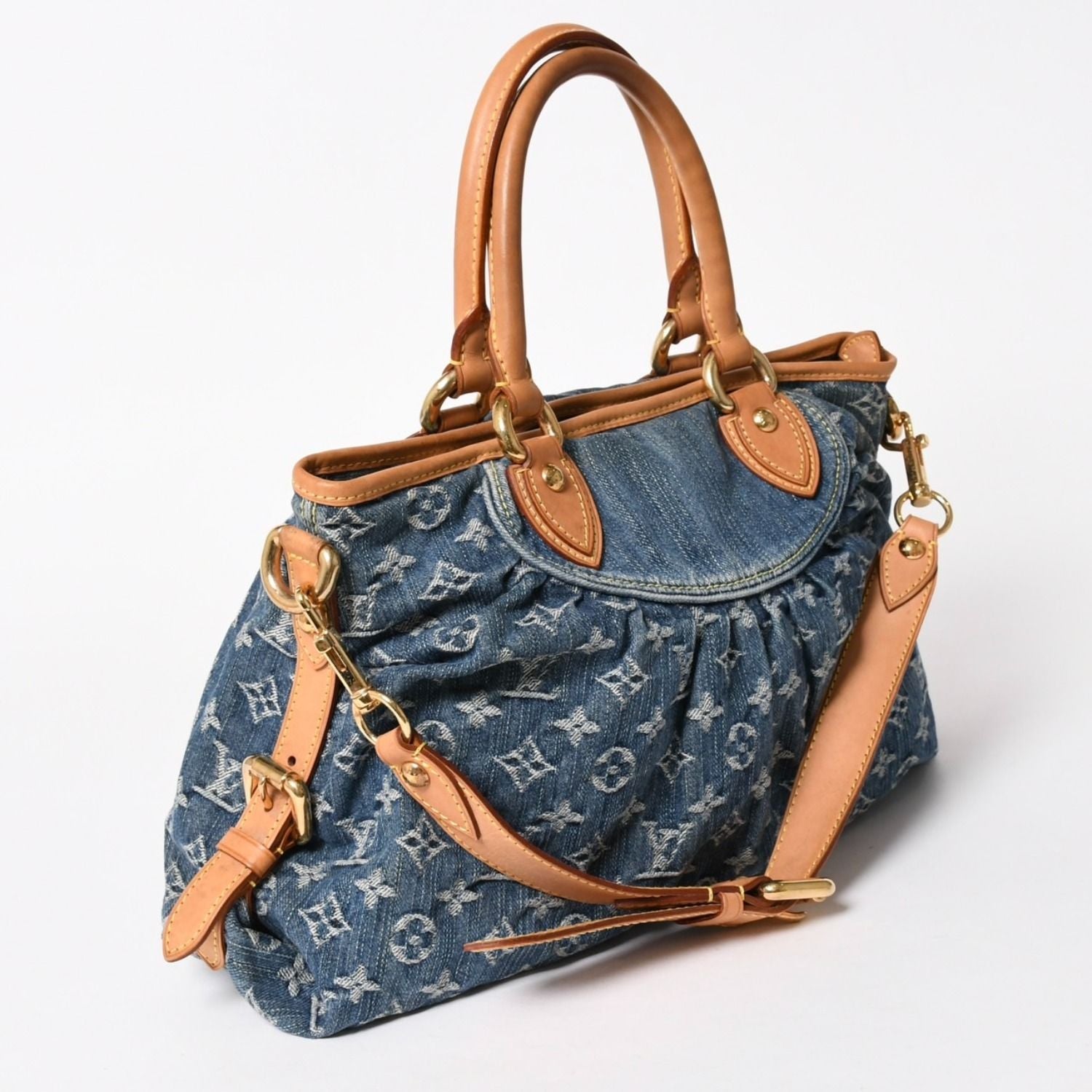 Louis Vuitton Neo Cabby MM Handbag 2-Way Monogram Denim Gold — view 3