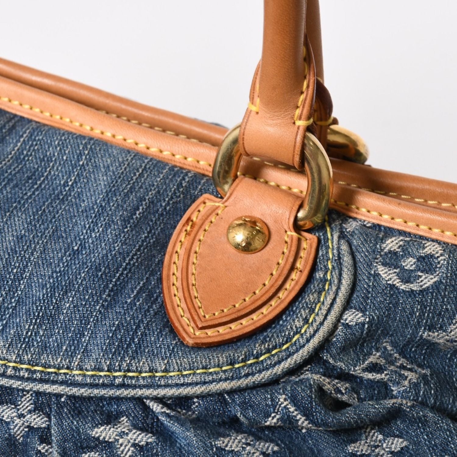 Louis Vuitton Neo Cabby MM Handbag 2-Way Monogram Denim Gold — view 5