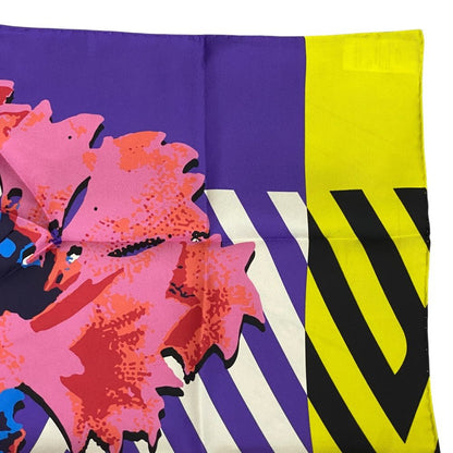 Dior D-flower Pop Scarf Flower Logo Silk Purple Yellow Pink Daily — view 2