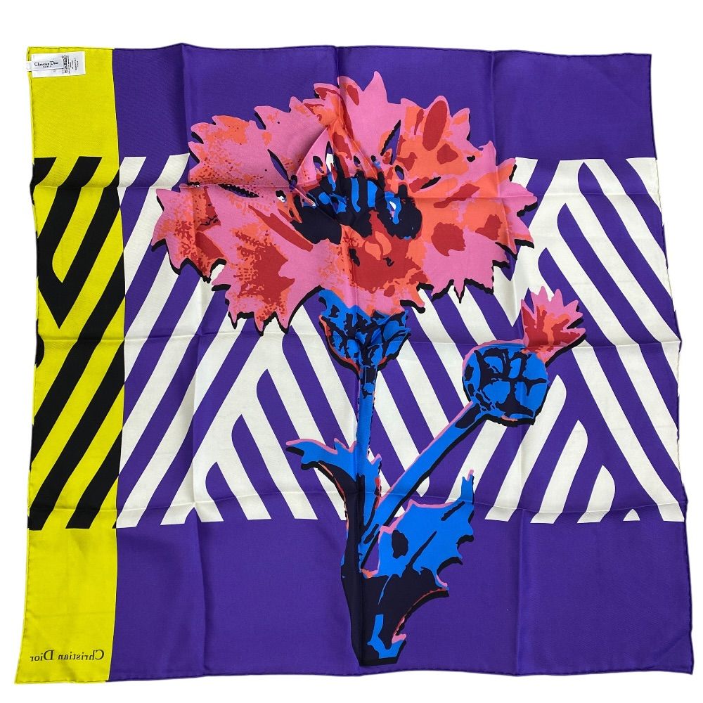 Dior D-flower Pop Scarf Flower Logo Silk Purple Yellow Pink Daily — view 6