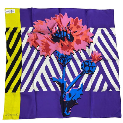 Dior D-flower Pop Scarf Flower Logo Silk Purple Yellow Pink Daily — view 6
