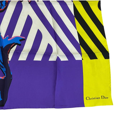 Dior D-flower Pop Scarf Flower Logo Silk Purple Yellow Pink Daily — view 3