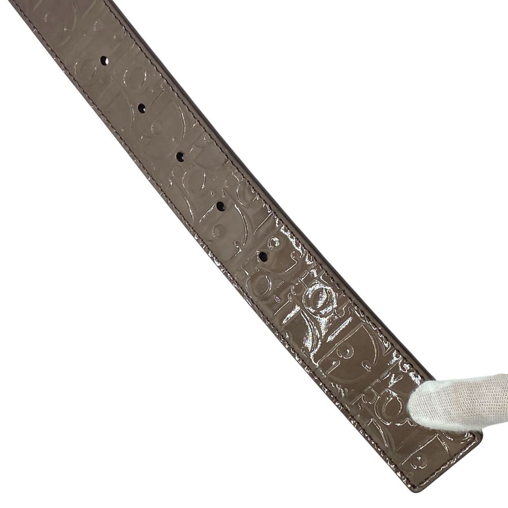 Dior Oblique Embossed Reversible Belt Enamel Patent Leather Brown Everyday — view 9