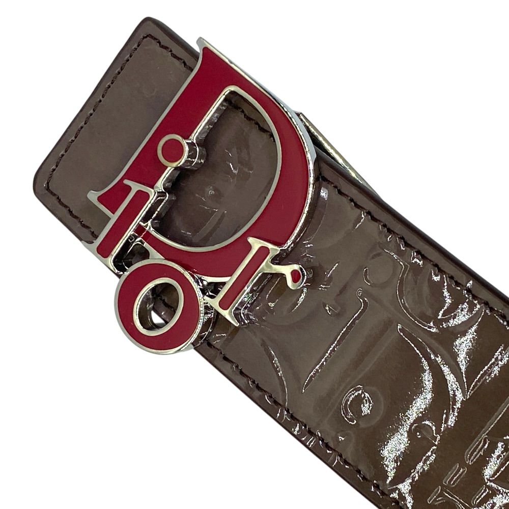 Dior Oblique Embossed Reversible Belt Enamel Patent Leather Brown Everyday — view 2