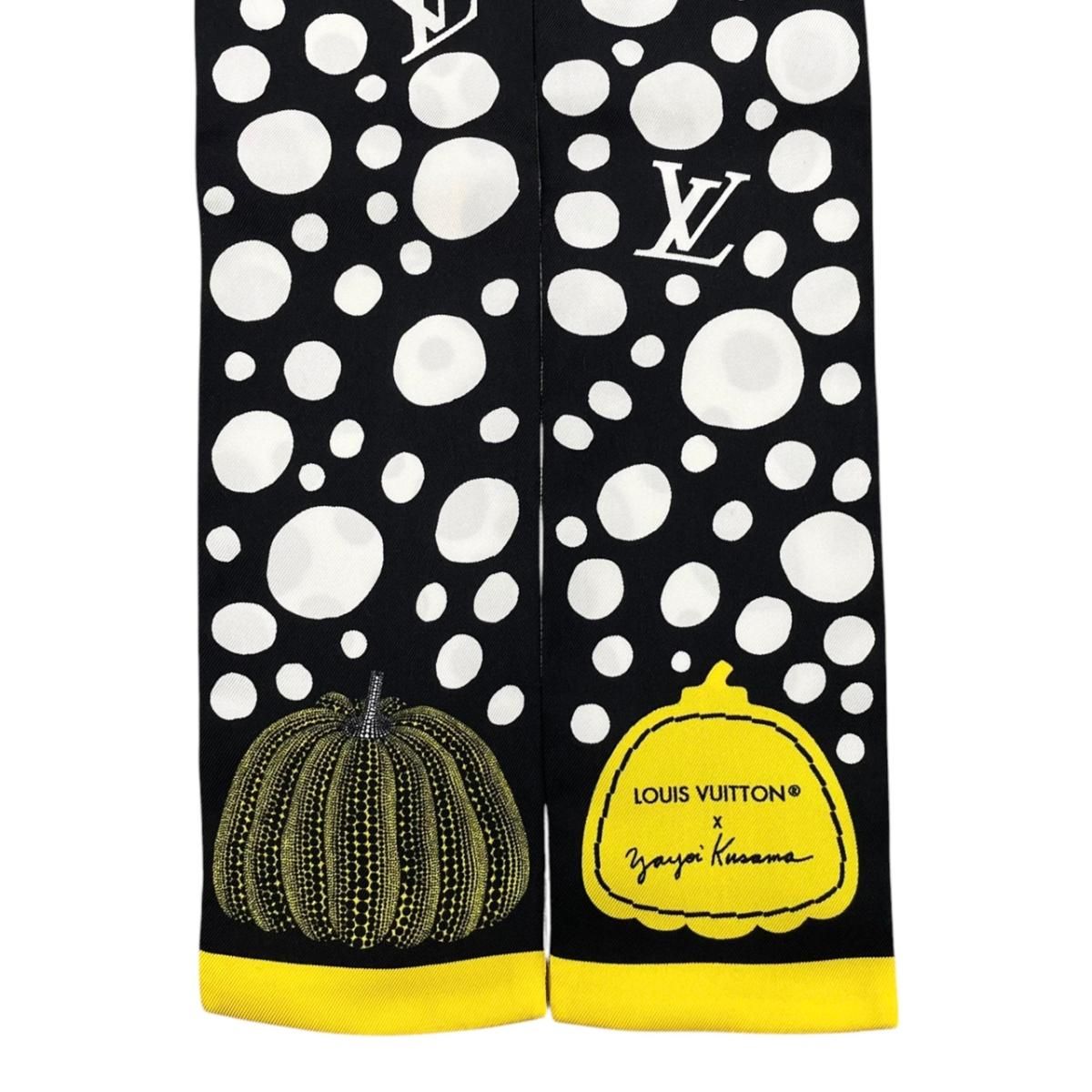 Louis Vuitton Yayoi Kusama Silk Scarf Bandeau Infinity Dot Monogram Black White — view 3