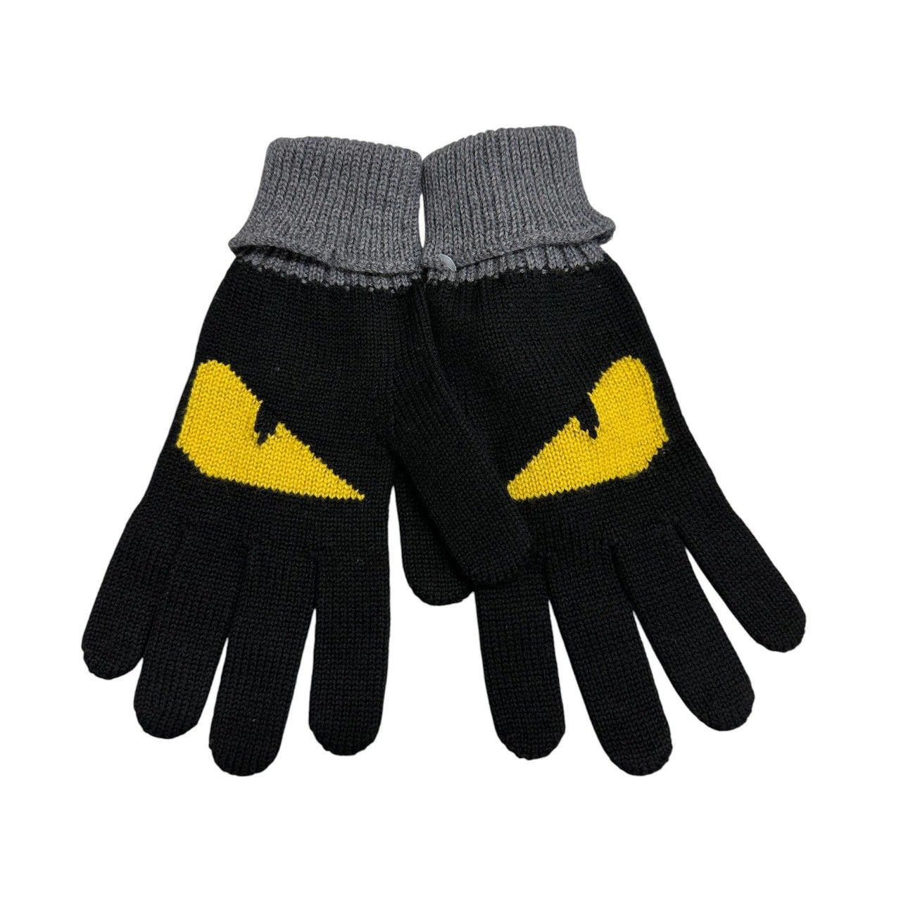 Fendi Bag Bugs Black Gray Knit Gloves