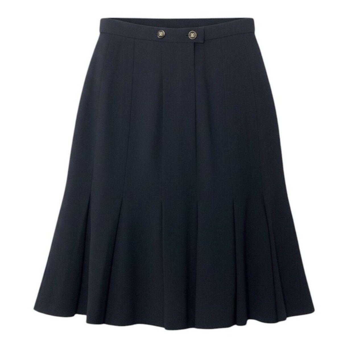 Chanel Boutique CC Logo Wool Pleated Skirt