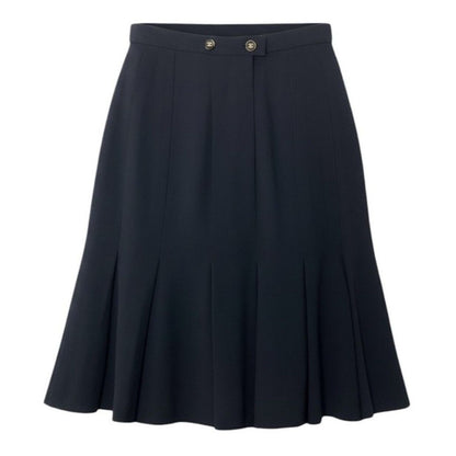 Chanel Boutique CC Logo Wool Pleated Skirt