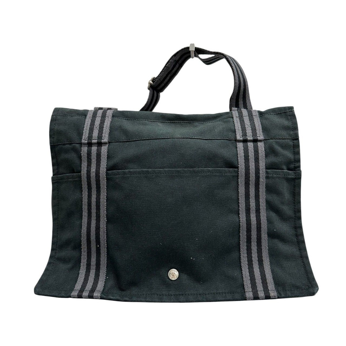 Hermes Fourre Tout Black Silver Canvas Shoulder Bag
