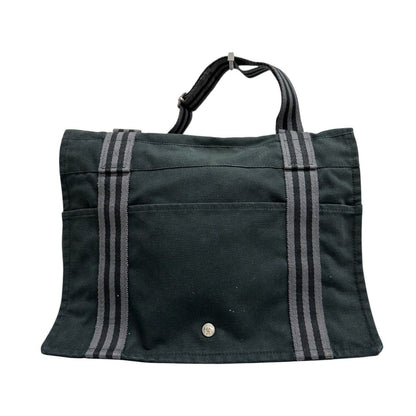 Hermes Fourre Tout Black Silver Canvas Shoulder Bag