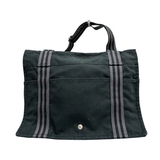 Hermes Fourre Tout Black Silver Canvas Shoulder Bag
