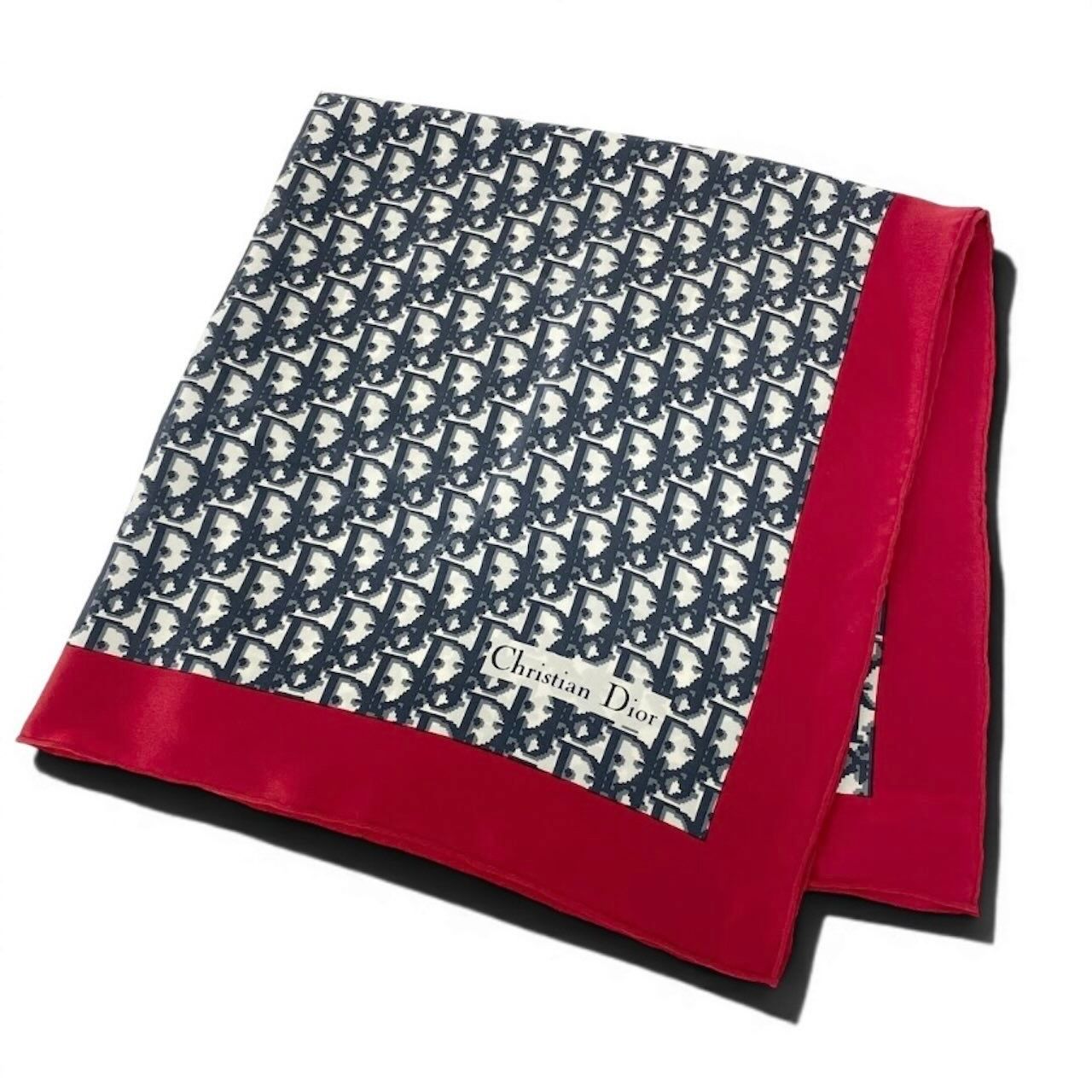 Dior Trotter Pattern Navy Red Silk Bandana Scarf — view 3