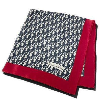 Dior Trotter Pattern Navy Red Silk Bandana Scarf — view 3