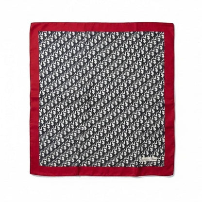 Dior Trotter Pattern Navy Red Silk Bandana Scarf