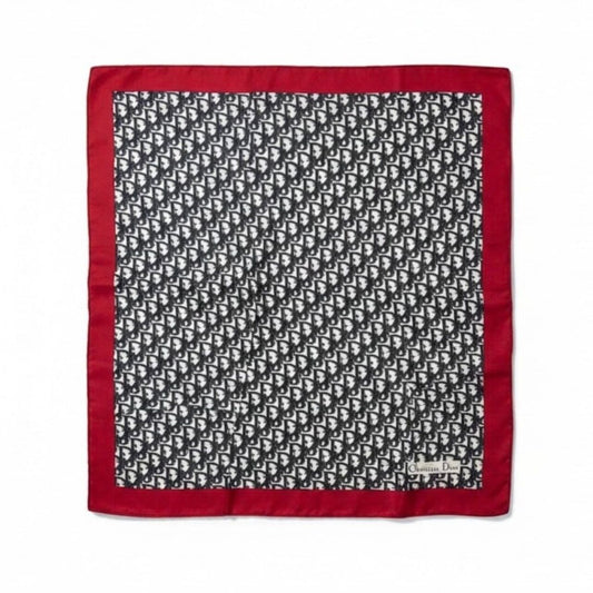 Dior Trotter Pattern Navy Red Silk Bandana Scarf