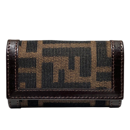 Fendi Key Case Zucca Canvas Leather Key Holder