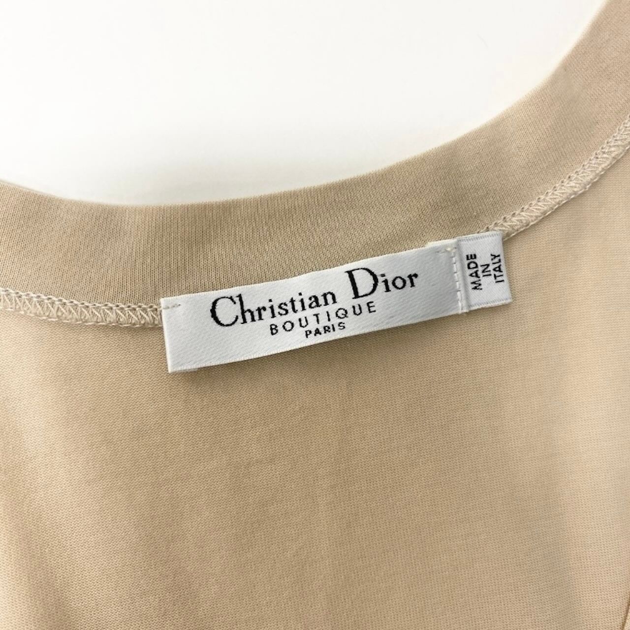 Dior Galiano Era Neck Flower Embroidery Beige Baby Pink Cotton Short Sleeve — view 7