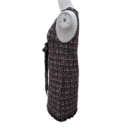 Chanel Silk Logo with Ribbon Tie Tweed Sleeveless Dress Multicolor 34 — view 3