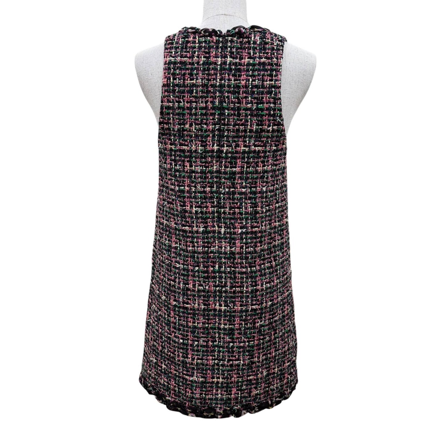 Chanel Silk Logo with Ribbon Tie Tweed Sleeveless Dress Multicolor 34 — view 4