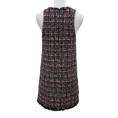 Chanel Silk Logo with Ribbon Tie Tweed Sleeveless Dress Multicolor 34 — view 4