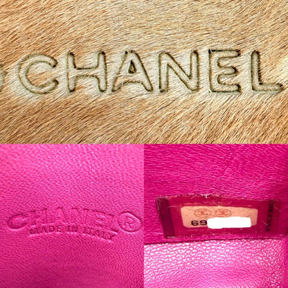 Chanel Chain Shoulder Cigarette Case Pouch Mini Bag Calf Hair Leather Pink — view 5