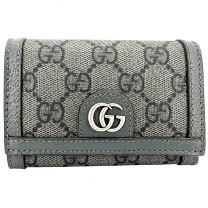 Gucci Card Case Era Business Holder Coin GG Supreme Canvas Leather Gray Silver