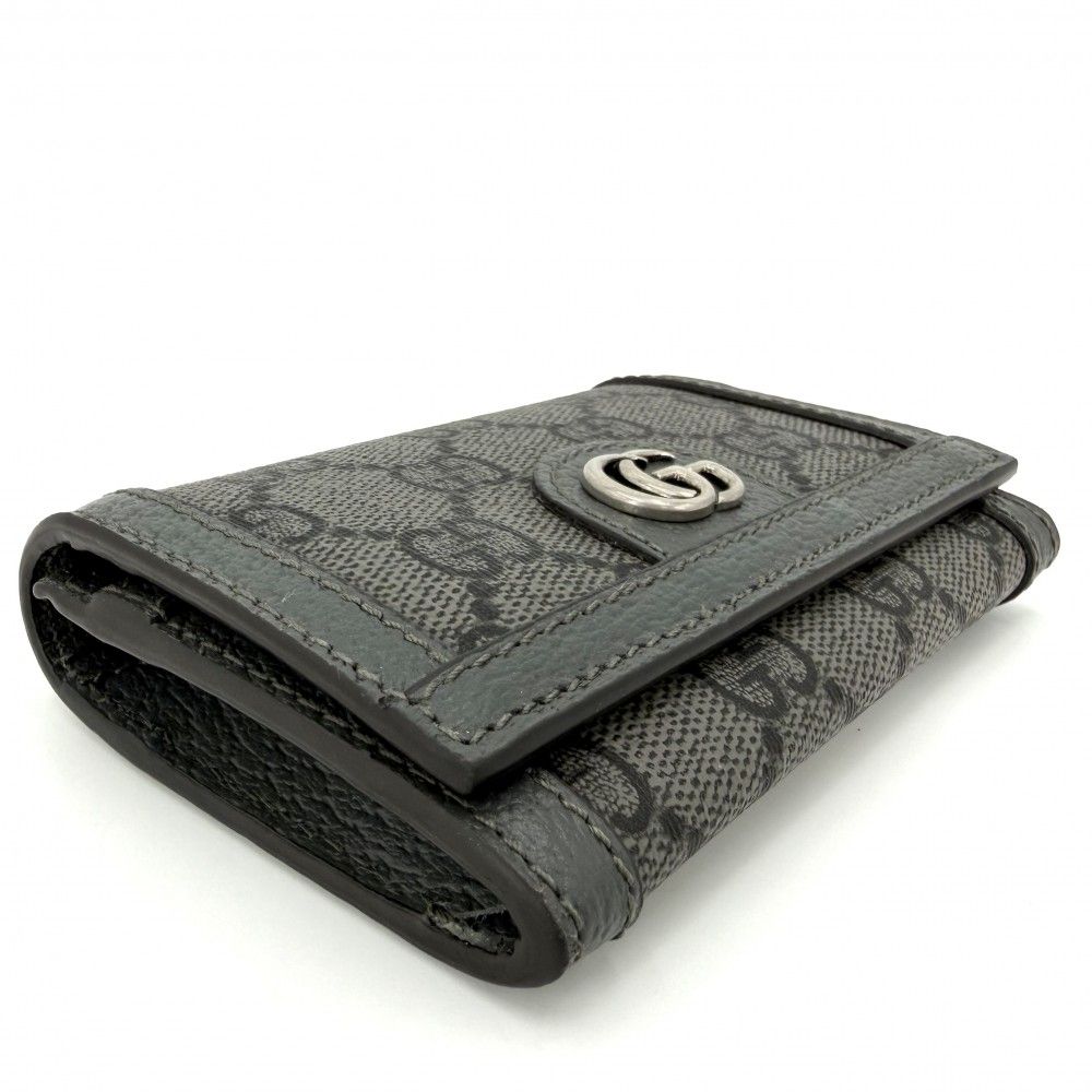 Gucci Card Case Era Business Holder Coin GG Supreme Canvas Leather Gray Silver — view 3