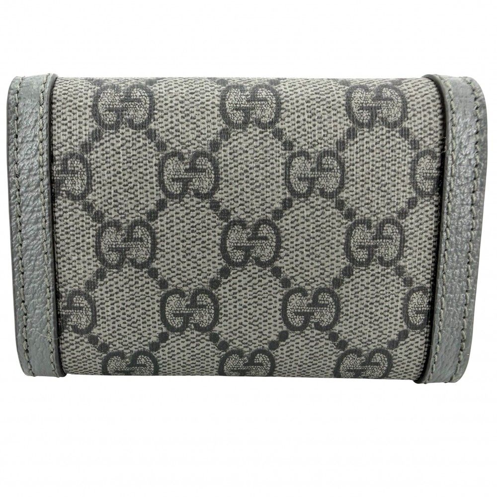 Gucci Card Case Era Business Holder Coin GG Supreme Canvas Leather Gray Silver — view 2