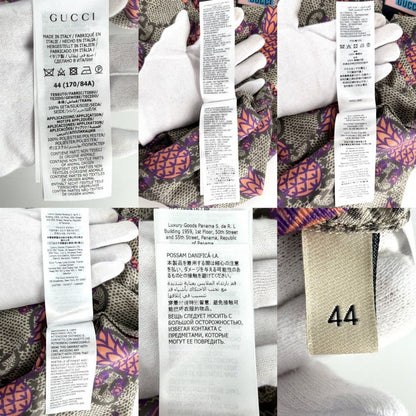 Gucci Short Sleeve Shirt GG Pineapple Top 44 Brown Orange Silk Spring Summer — view 5