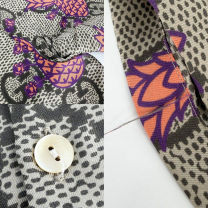 Gucci Short Sleeve Shirt GG Pineapple Top 44 Brown Orange Silk Spring Summer — view 6